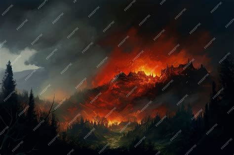 Premium AI Image | Concept art illustration of Mordor land Mount Doom ...