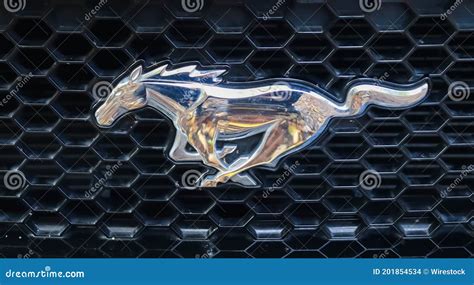 Ford Mustang Pony Logo at the Front of a New Ford Mustang Model 2018 ...