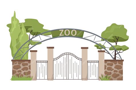 Premium Vector | Zoo entrance Cartoon zoological garden outdoor wild ...