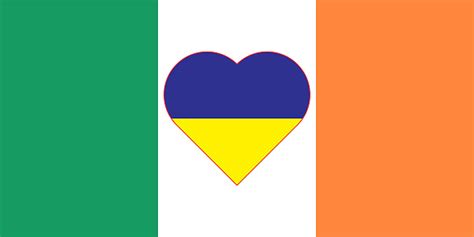A Heart Painted In The Colors Of The Flag Of Ukraine On The Flag Of Ireland Illustration Of A ...