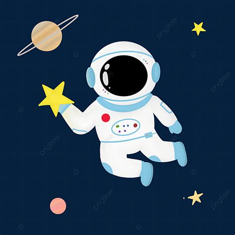 Astronot Kartun Memegang Bintang, Kartun, Planet Planet, Bintang PNG ...