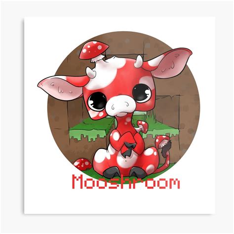 "Mooshroom - Minecraft Mushroom Cow" Metal Print by zusuriki | Redbubble