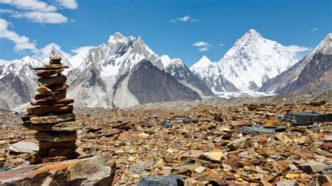 Cairn in the Karakorum Mountains, Pakistan Stock Image - Image of godwinausten, majestic: 30894669