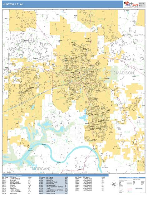 Huntsville Alabama Wall Map (Basic Style) by MarketMAPS - MapSales