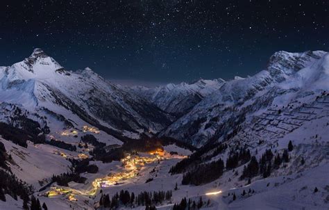 Snowy Mountain Night Wallpapers - Top Free Snowy Mountain Night Backgrounds - WallpaperAccess