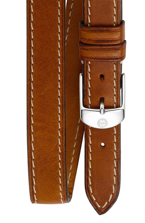 MICHELE 16mm Leather Double Wrap Watch Strap | Nordstrom