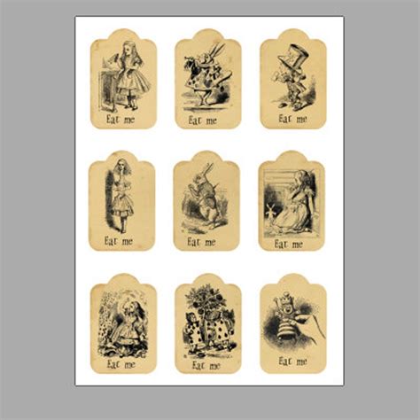 Printable Alice in Wonderland Gift Tags / Labels . 5 Sets of Labels ...