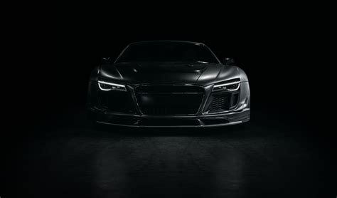 black car #audi #r8 sports car #tuning front view #black #1080P #wallpaper #hdwallpaper #desktop ...