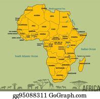 Vector Illustration - Southern africa map. high detailed political map of southern african ...
