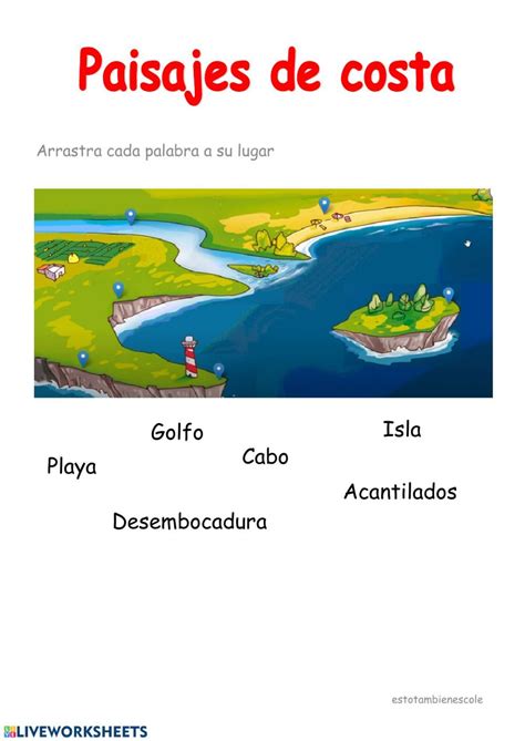 Ejercicio interactivo de Paisajes de costa Costa, Map, Mountain ...