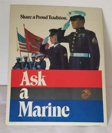 VIETNAM WAR ERA Marine Corps Recruiting Poster - Navmc 7055 - Usmc Color Party $95.00 - PicClick
