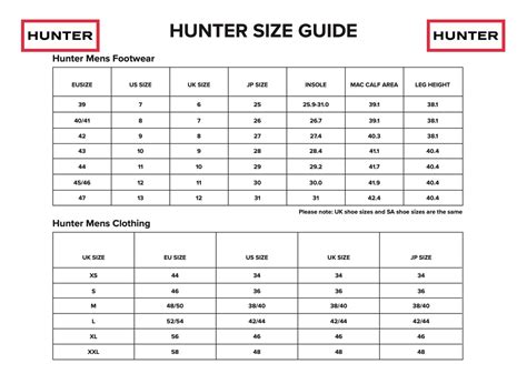 Size Guides – Hunter Boots UK