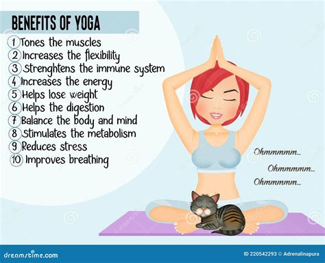 Benefits of yoga stock illustration. Illustration of balance - 220542293