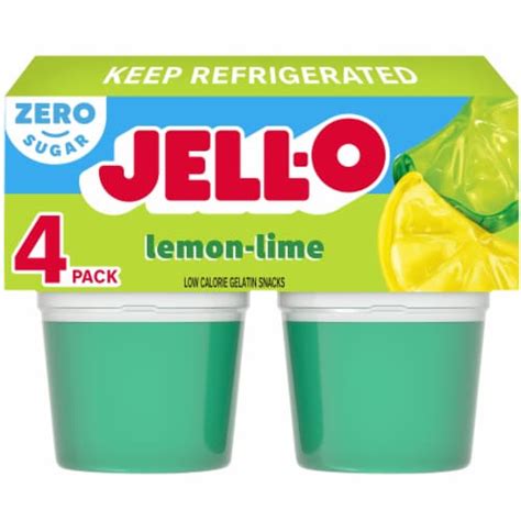 Jell-O Lemon-Lime Sugar Free Jello Cups Gelatin Snack, 4 ct - Kroger