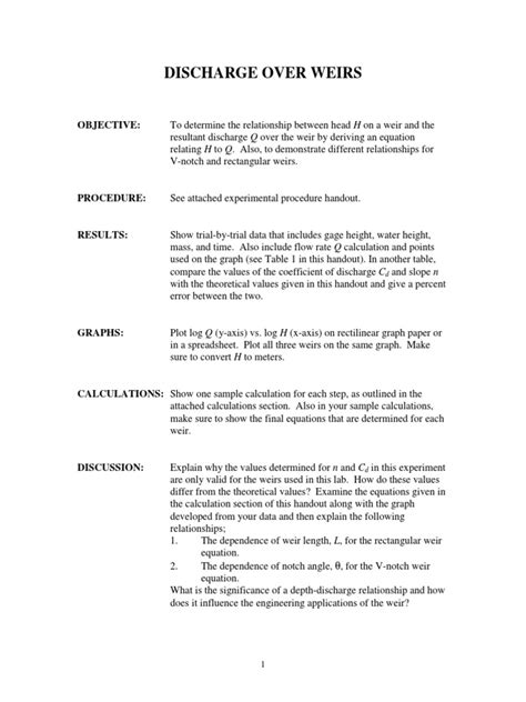 Weir Calculation | PDF | Calibration | Teaching Mathematics