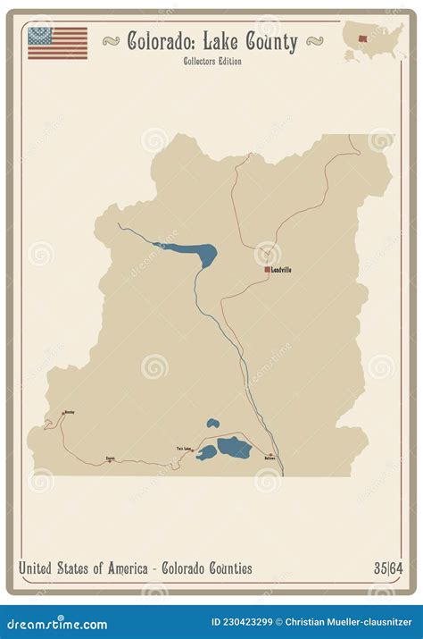 Map of Lake County in Colorado Stock Vector - Illustration of nation ...