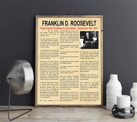 FDR Pearl Harbor Speech Franklin D Rooseveldt Speech Pearl | Etsy