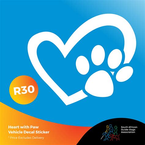 Heart with Paw Vehicle Decal Sticker | S A Guide-Dogs