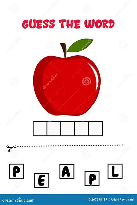 Guess the Word Apple Worksheet Stock Illustration - Illustration of guess, poster: 267698187