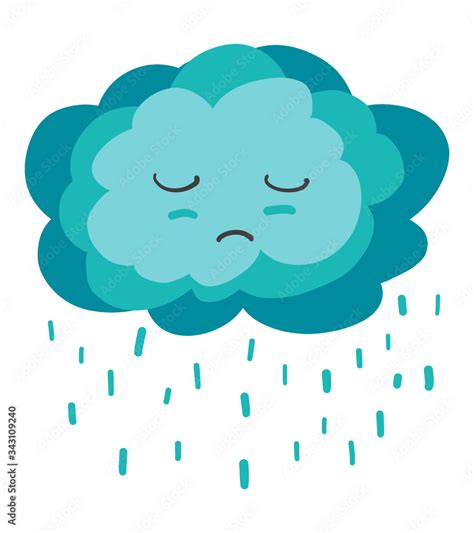 cloud and rain / cartoon vector and illustration, isolated on white ...