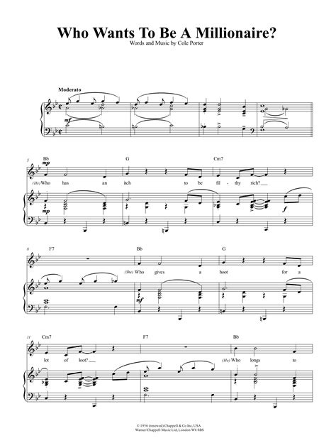 Who Wants To Be A Millionaire? Sheet Music | Cole Porter | Piano, Vocal & Guitar Chords (Right ...