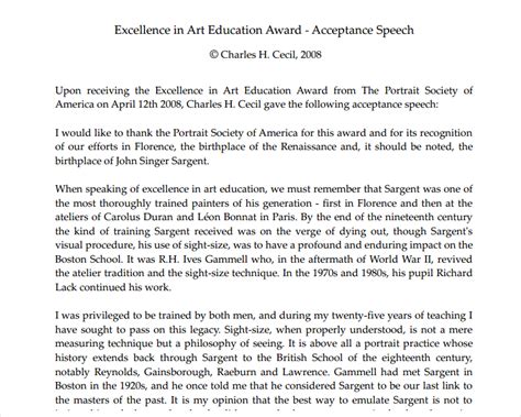 Award Speech - 16+ Examples, Format, PDF, Tips