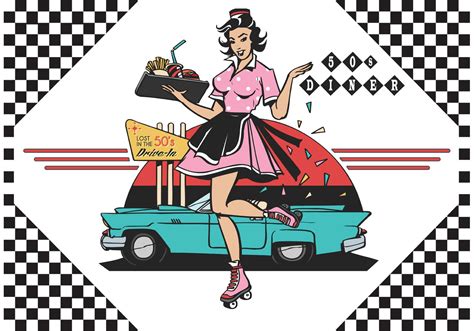 Free 50's Drive In Diner Vector Ilustration - Download Free Vector Art, Stock Graphics & Images