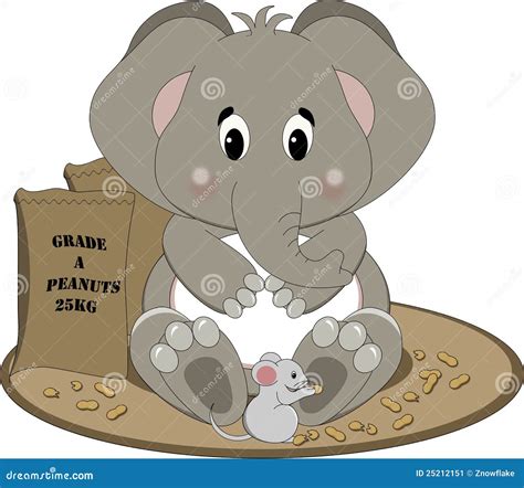 Elephant eating peanuts stock illustration. Image of graphic - 25212151