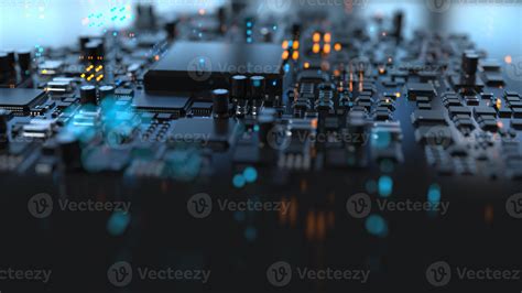 the variety of different types of chips and electronic components on the printed circuit board ...