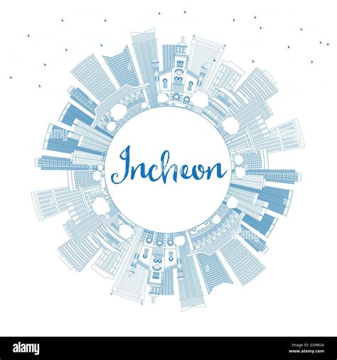 Outline Incheon Skyline with Blue Buildings and Copy Space. Vector ...