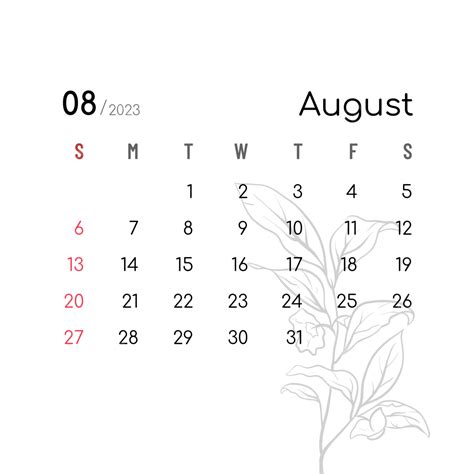 August 2023 Minimalist Calendar, Calendar, Calendar 2023, Minimalist Calendar PNG and Vector ...