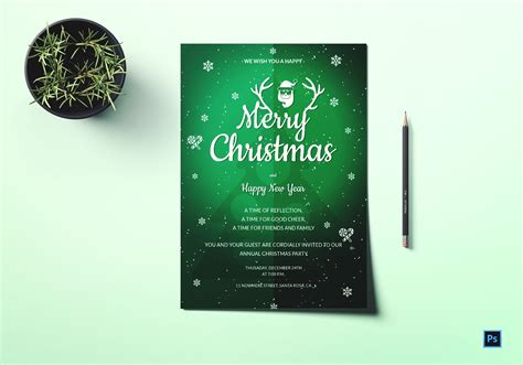 Annual Christmas Party Invitation Template in Adobe Photoshop