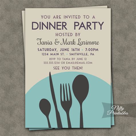 Dinner Party Plate Invitations - Nifty Printables