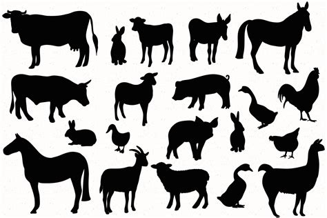 Farm animals silhouette