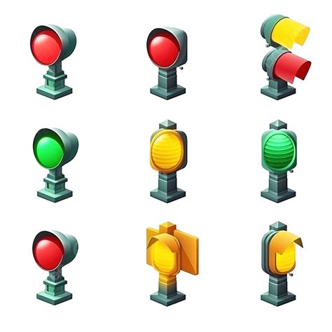 Isometric Red Yellow Green Traffic Light 3d Universal Scenary ...