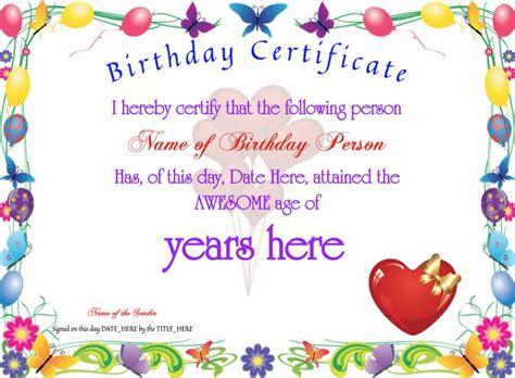 Birthday Certificate Templates at clevercertificates.com | Birthday certificate, Certificate ...