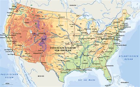 Mapa físico de Estados Unidos - Tamaño completo | Gifex