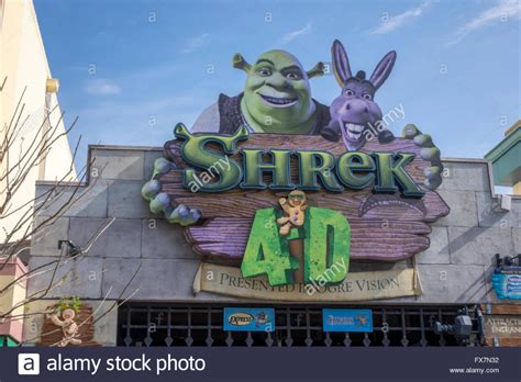 Sign Outside The Shrek 4D Cinema Experience At Universal Studios Theme ...