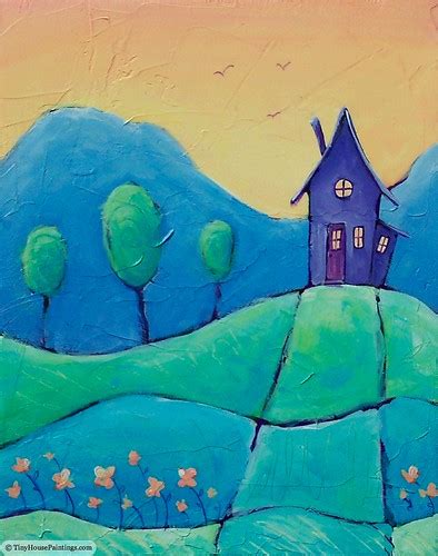 Tiny Purple House in the Mountains - Original Art Painting… | Flickr