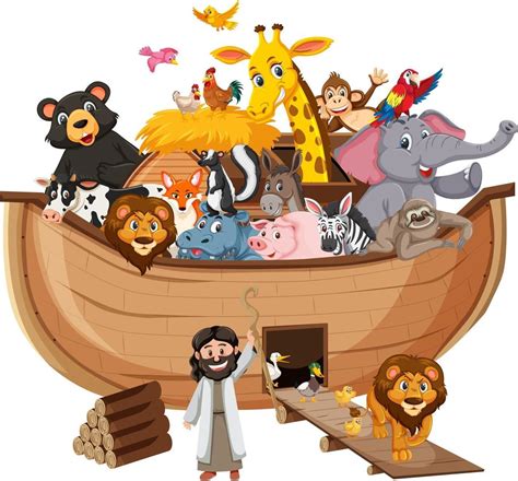 Noah's Ark with Animals isolated on white background 2918568 Vector Art at Vecteezy