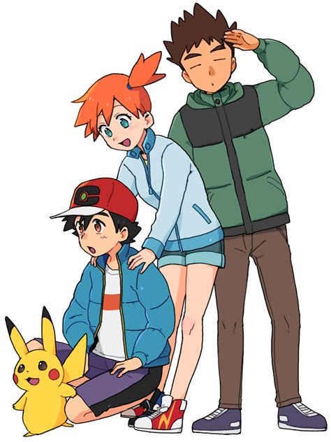 pikachu, ash ketchum, misty, and brock (pokemon and 2 more) drawn by ochappa | Danbooru