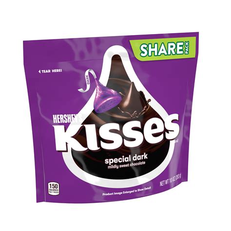 HERSHEY'S KISSES Special Dark Mildly Sweet Dark Chocolate Candy, Individually Wrapped, 10 oz ...