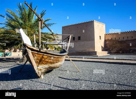 Old dhow in front of Khasab fort, Khasab, Musandam, Oman Stock Photo - Alamy