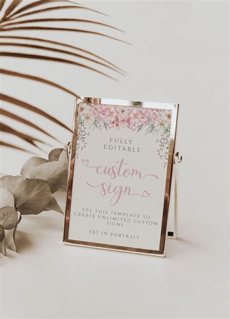 Floral Wedding Sign Custom Table Signs Wedding Template - Etsy
