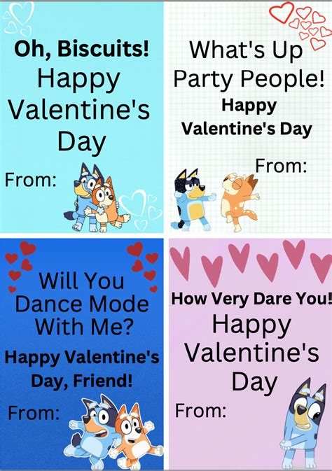 Printable Bluey Valentines Cards