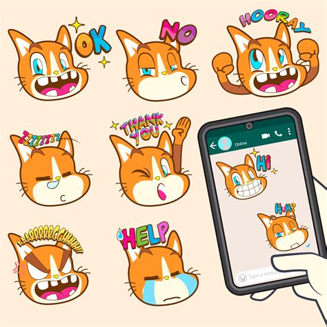 cute cat emoji sticker collections 529038 Vector Art at Vecteezy