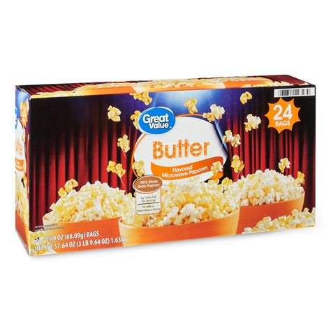 Great Value Butter Microwave Popcorn, 2.4 Oz, 24 Count - Walmart.com - Walmart.com