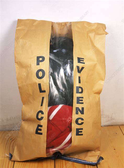 Police evidence bag - Stock Image - H200/0376 - Science Photo Library