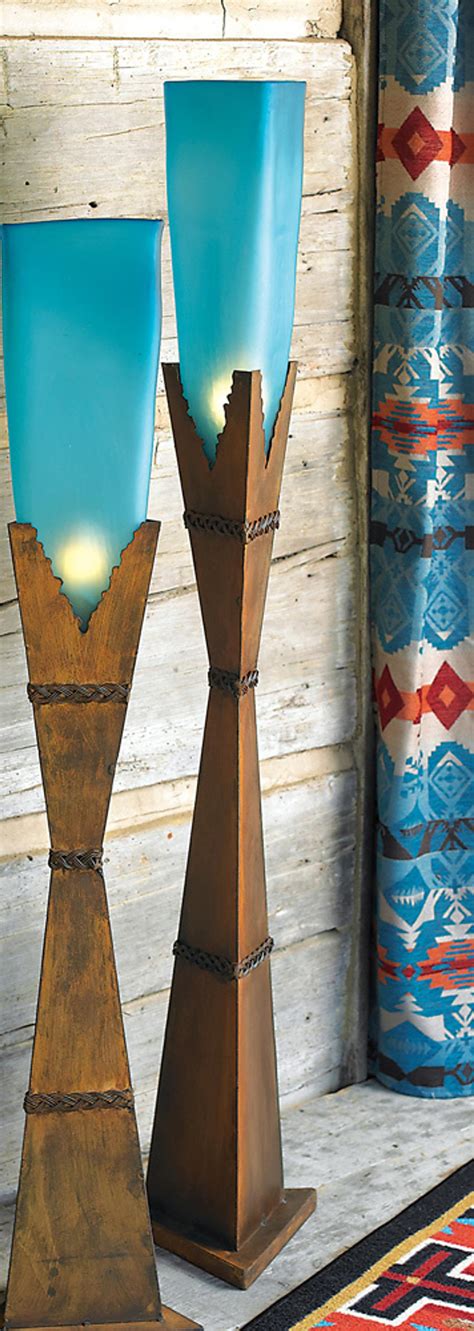 Turquoise Glass Floor Lamps | Lone Star Western Decor