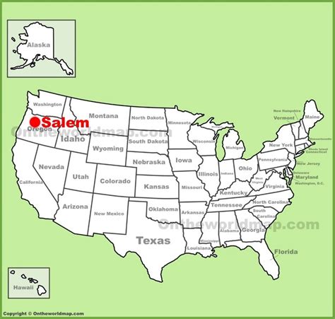 Salem location on the U.S. Map - Ontheworldmap.com